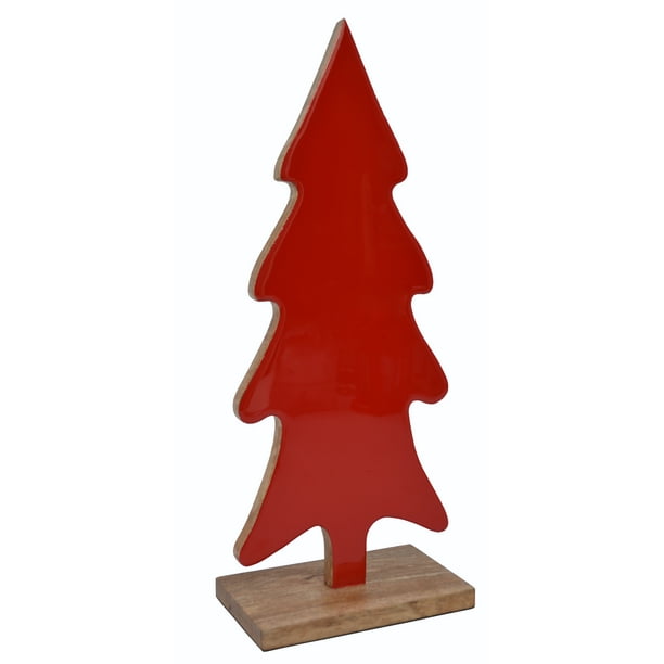 Holiday Time Wood Christmas Tree Table Top Decoration Red, 17.2-Inch. - Walmart.com