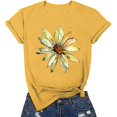thumbnail image 2 of Short Sleeve T Shirts For Women Crew Neck Flower Print Top Classic Fit Shirt Summer Blouses, 2 of 5