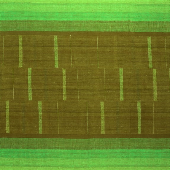 Ahgly Company Indoor Square Abstract Green Contemporary Area Rugs, 5' Square