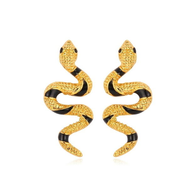 Snake Earrings Women Platinum 18k Gold Plated Serpent Stud Long