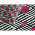 thumbnail image 4 of Ambesonne Teen Room Quilted Bedspread Set 3 Pcs, Geometric, Queen Size, Magenta Black and White, 4 of 5