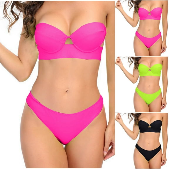 Elainilye Fashion Swimming Suits for Women Two Piece Swimsuit Sexy Bikini Top Split Swimsuit Bikini Set,Green