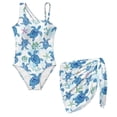 thumbnail image 3 of Xoenoiee Turtle Starfish Coral Print Girls One Piece Swimsuits with Cover Up Skirt Teens Bathing Suits Swimsuits Quick Dry Halter Beach Sport UPF 50 Kids Swimwear, 13-14 Years, 3 of 7