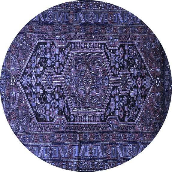 Ahgly Company Indoor Round Persian Blue Traditional Area Rugs, 5' Round