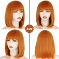 thumbnail image 2 of No Author Parrucche Short Bob Wig con frangia per le donne Synthetic Bob Parrucche Arancia Nero, 2 of 6