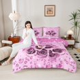 thumbnail image 5 of Feelyou 3D Pink Rose Full Size Comforter Sets for Couple, Romantic Valentine's Day Bedding Comforter Set, Glitter Fashion Diamond Reversible Bedding Sets, Super Cozy Room Decor, 3pcs, 5 of 9