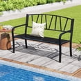 thumbnail image 2 of Gymax 50.5'' Patio Metal Bench w/ Curved Armrests & Minimalist Backrest for Backyard, 2 of 9