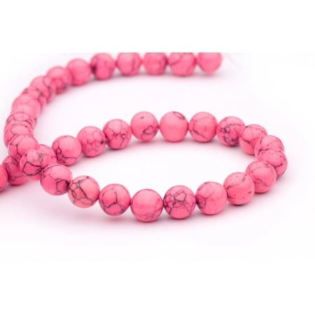 - Round - Shaped Pink Imitation Turquoise Beads Semi Precious Gemstones Size: 10x10mm Crystal Energy Stone Healing Power for Jewelry Making