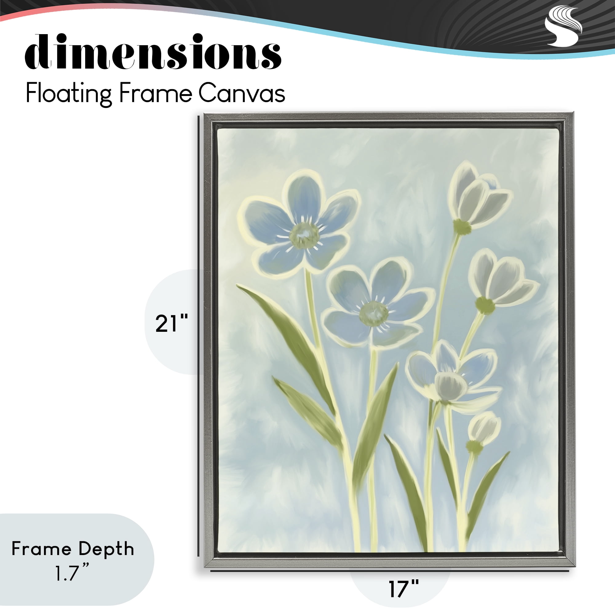 Stupell Industries Blue Petals Contour Gray Framed Floater Canvas Wall Art, design by Kim Allen
