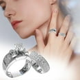 thumbnail image 3 of Xuemjiao Wedding Bands for Women Luxury Fashion Brilliant Crown Zircon Ring Set Jewelry Women Wedding Engagement Couple Matching Rings Love Ring (Silver,7), 3 of 6
