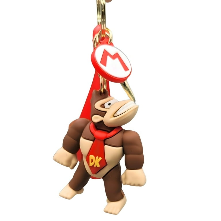 Nintendo Donkey Kong Keychain ドンキーコング Donkey Kong 3D Super Mario Keychain with Red Carrying Strap