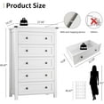 thumbnail image 3 of FANRAL 5 Drawers Tall Dressers for Bedroom,Wood Tall Dresser Modern Chest of Drawers,Closet Clothes Organizer Storage Cabinet,White Dresser, 3 of 7