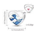 thumbnail image 3 of 925 Sterling Silver Go With The Flow Ocean Surf Heart Charm For Bracelets & Bangle Pendant Jewelry, 3 of 7