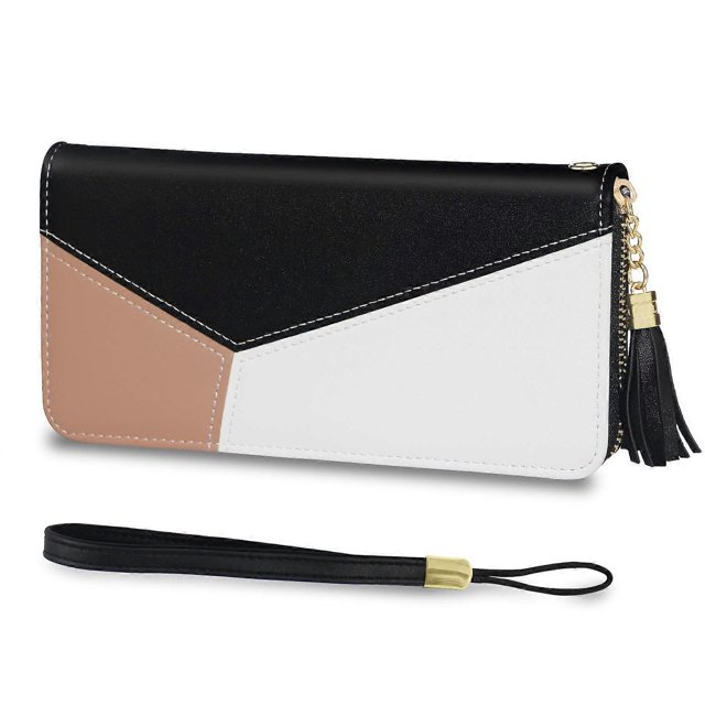 CHAO Cartera de mujer con protección RFID - Cartera grande, Cartera larga, Cartera, Cartera de mujer, Cartera de mujer, Cartera de mujer, Cartera de mujer, Cartera de regalo - Como se muestra en negro