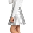 thumbnail image 6 of OGLCCG Girls Metallic Skater Skirt Sparkly Shiny Flared Pleated A-Line Mini Skort Holographic Skort with Shorts,Size 8, 6 of 7