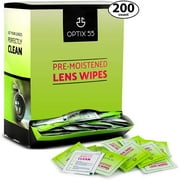 Optix 55 Lens Wipes, 200 Count Pre-Moistened Eyeglass Cleaning Wipes