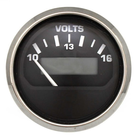 Faria Boat Volt Gauge GH0014A | Hour Meter 2 Inch Black Silver