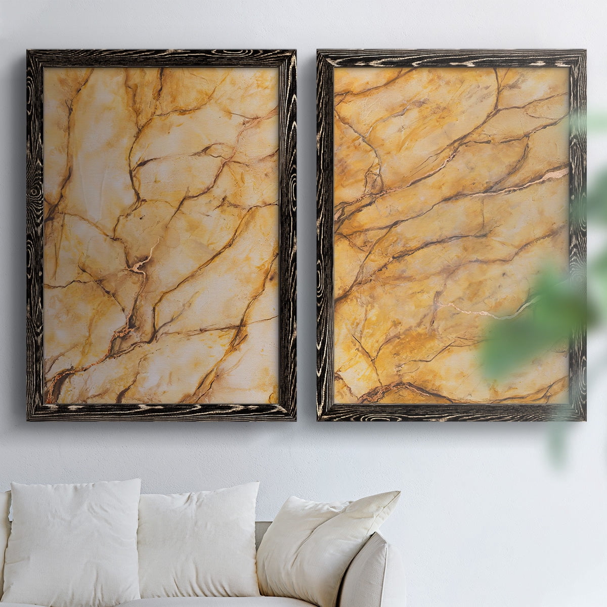 Yellow Marble I - Premium Framed Canvas 2 Piece Set - Ready to Hang