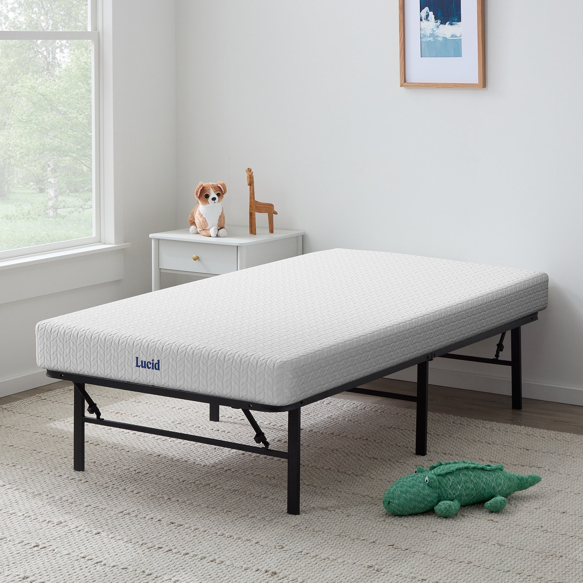 Lucid Refresh 6" Gel Memory Foam Mattress with 14" Platform Bed Frame