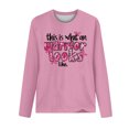 thumbnail image 3 of CLOISE Breast Cancer Shirts for Women Long Sleeve Crew Neck T Shirts Ribbon Oversized Breast Cancer Support Shirts Fashion Comfy Blouses Cancer Awareness in October Outfits Pink XL, 3 of 4