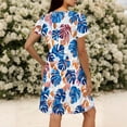 thumbnail image 5 of Gamivast Dresses for Women Short Sleeve V-Neck Babydoll Mini Dress Boho Floral Print A-Line Swing Sundress Casual Vacation Beach Cute Dress Blue M, 5 of 7