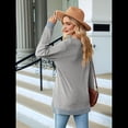 thumbnail image 4 of Blusas de Otoño para Mujer, con Escote en V, Encaje, Larga, Holgadas, con Ribete de Bloques de Color, Moda 2025 Gris M, 4 of 10