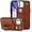 Brown for iPhone 11, variant on Design for iPhone 11/Eleven Phone Case with Screen Protector Adjustable Wrist Strap Kickstand Credit Card Slot Slim Shockproof Hybrid Rugged Protective Cover for Women Men Girls 6.1 inch Brown