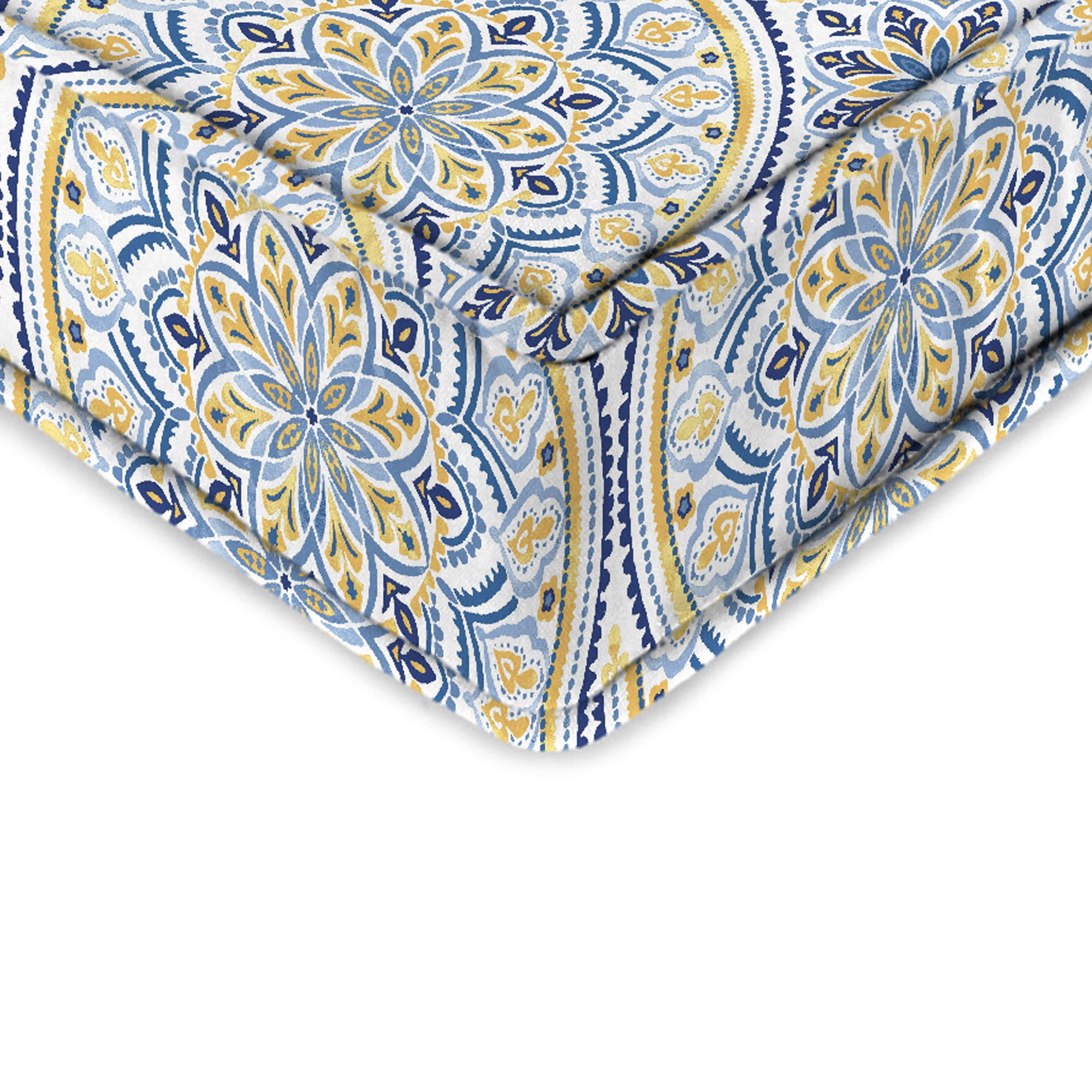 Jordan Manufacturing 45" x 22" Castille Multicolor Medallion Rectangular Outdoor Deep Seating Chair Seat and Back Cushion with Ties and Welt
