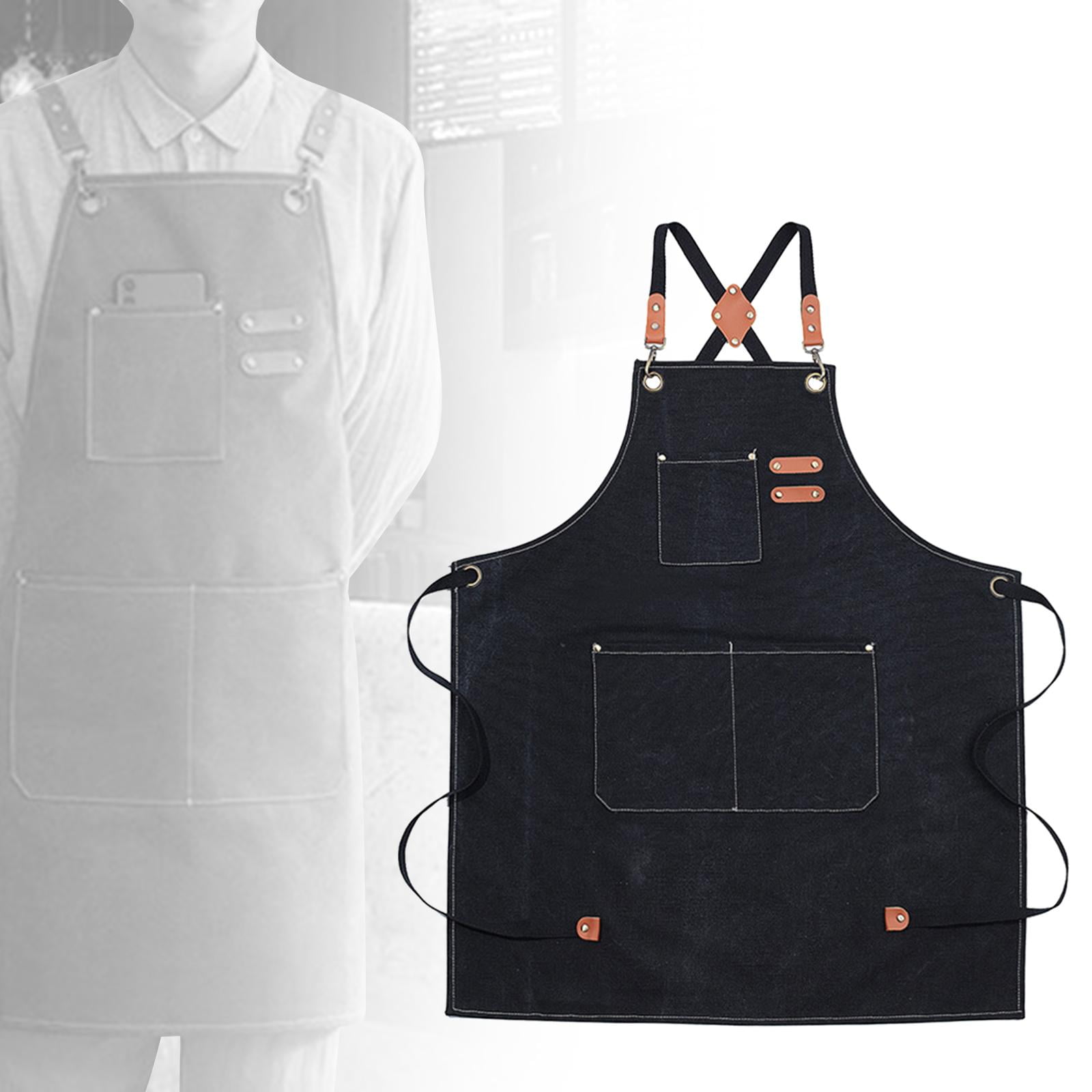 Canvas Apron Bib Apron Cross Back Water Resistant for Men with