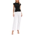 thumbnail image 2 of INSPIRE CHIC Women's Peplum Top Cap Sleeve Crew Neck Smocked Waist Casual Blouses Black L, 2 of 6