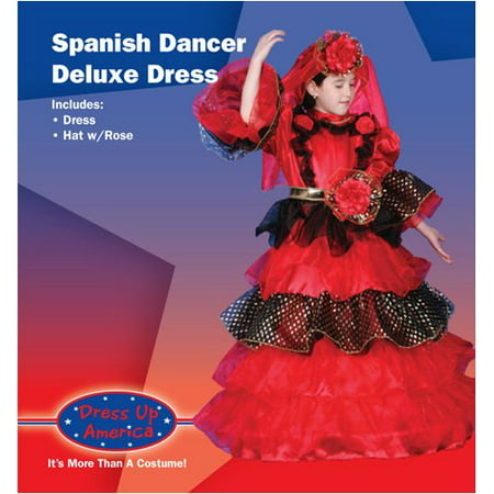 Spanish Dancer Deluxe Dress up Costume Set - Small 4-6