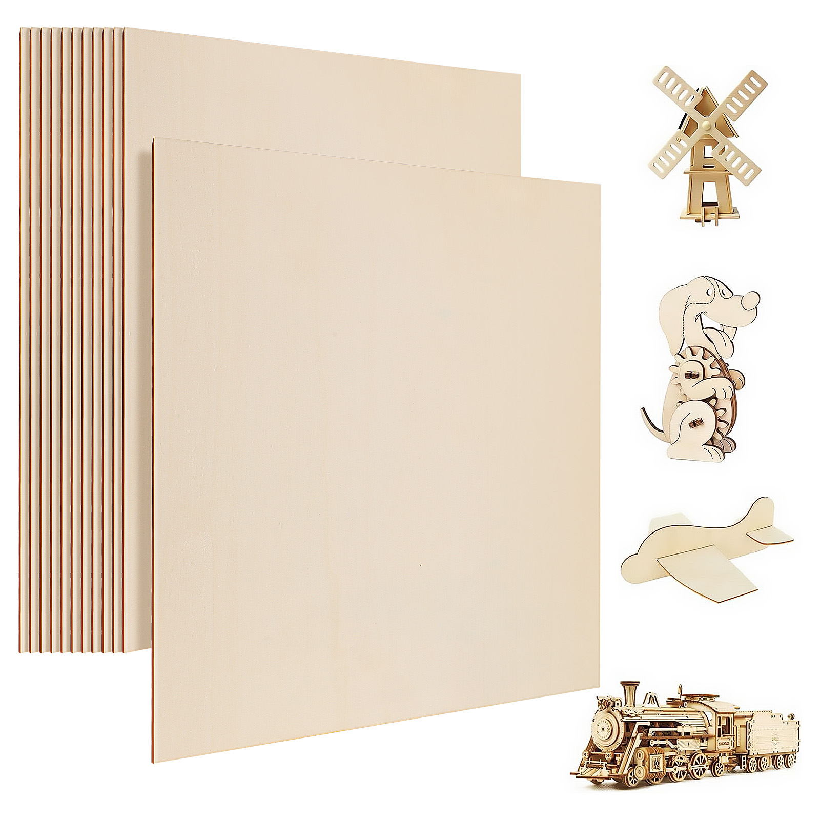 16 Carrés En Bois Brut 10x10 Cm - Plaques Non Finies Pour Peinture, Pyrogravure, Bricolage & Décoration Artisanale Idéales Pour Enfants Et Adultes
