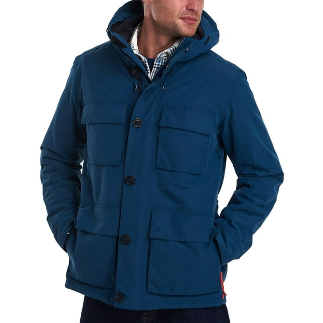 Barbour Veste Imperméable à Capuche Aurore pour Hommes (Bleu Foncé, L)