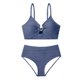 thumbnail image 4 of Tankini para mujer, traje de baño liso con escote en V, hueco, cintura alta, texturizado, plisado, dividido, dos piezas, tankini, 2 piezas, trajes de baño para mujer, tankinis, 4 of 4