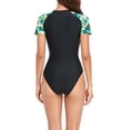 thumbnail image 3 of Fvwitlyh Bathing Suits Women 2022 Leaf Print Short Sleeve Zipper Onepiece Swimsuit Bathing Suits, 3 of 5