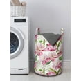 thumbnail image 3 of Floral Laundry Bag, Watercolor Style Blush Toned Flowers and Leaves Bouquet Spring Design Print, Basket with Handles Drawstring Closure for Laundromats, 13" x 19", White Multicolor, by Ambesonne, 3 of 4
