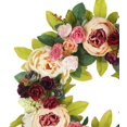 thumbnail image 2 of Delicaft - Corona de hortensia con peonías florecientes grandes, corona para puerta hecha a mano para decoración de pared del hogar (guirnalda de peonías) Ormromra CJWUS-4447, 2 of 8