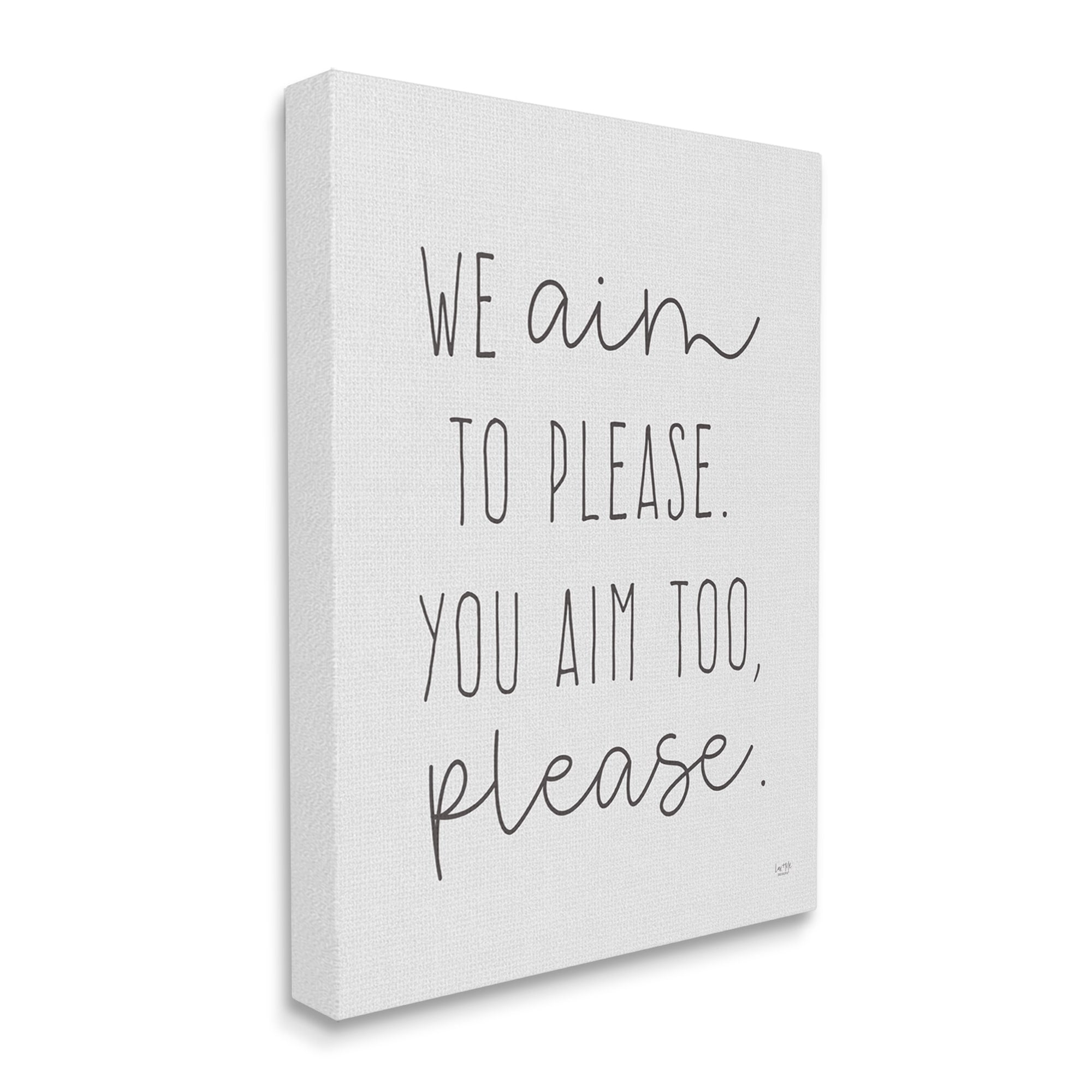 Stupell Aim To Please Funny Bathroom Phrase Typography Painting Gallery Wrapped Canvas Print Wall Art