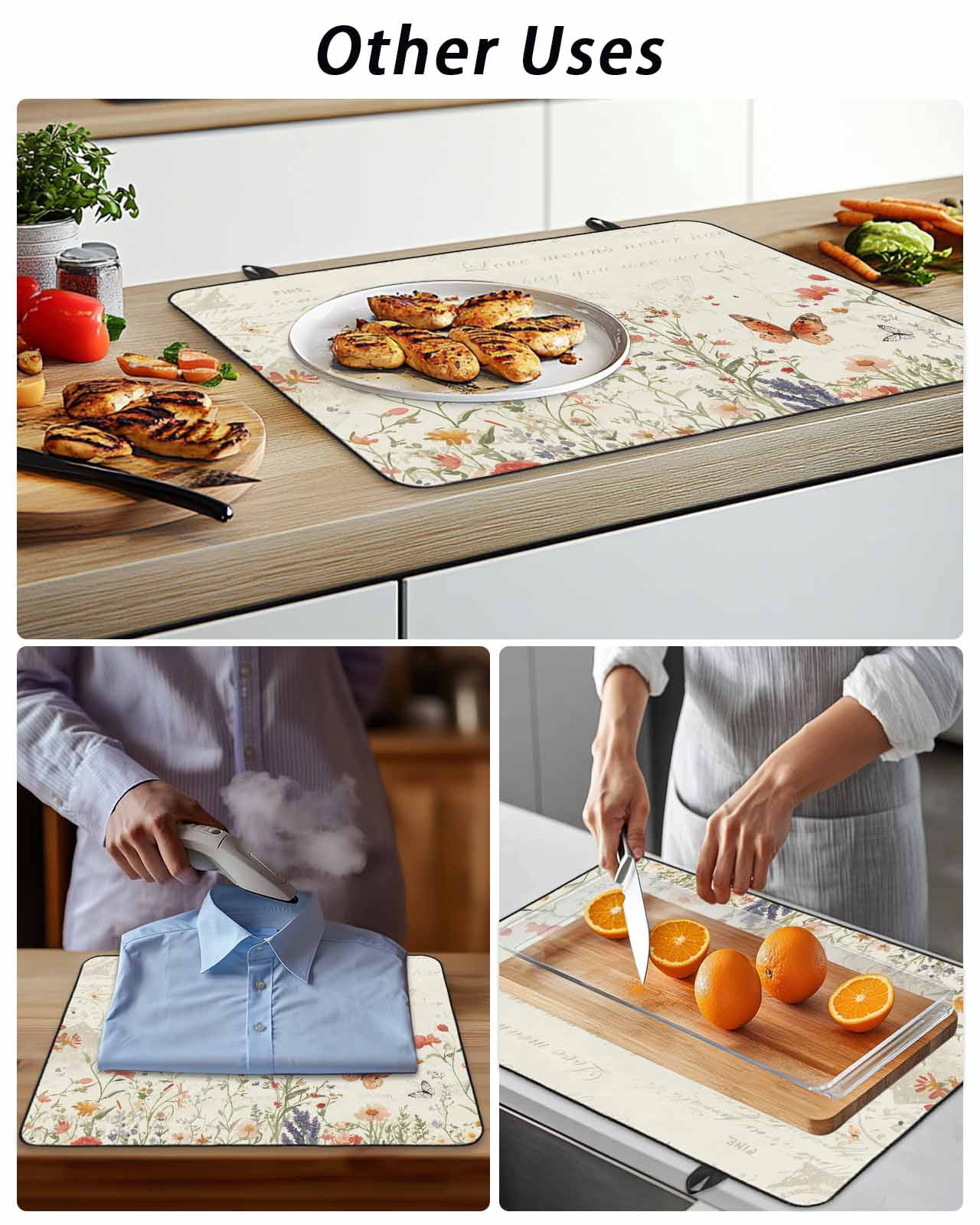 Stove Top Covers for Electric Stove, Retro Spring Floral Glass Stovetop Cover Protector, Botanical Colorful Summer Butterfly Induction Cooktop Protector Oven Mat for Kitchen Countertop 24"x21"