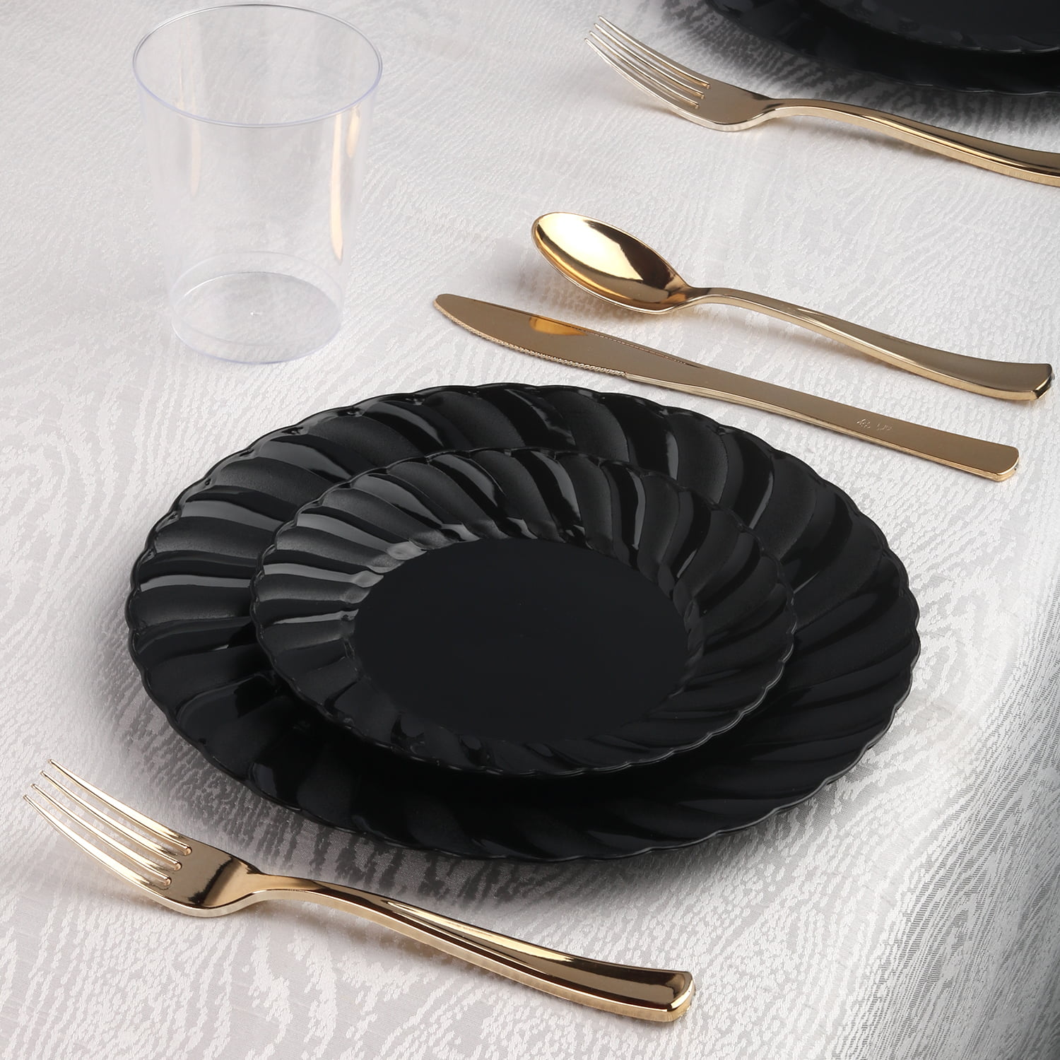 Kaya Collection Black Disposable Plastic Dinnerware