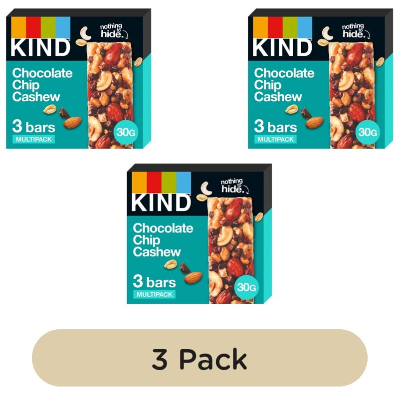 KIND Chocolate Chip Cashew Snack Bar Multipack 3 x 30g, British Import (Pack of 3)
