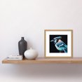 thumbnail image 2 of Blue Jay Bird Perched Acrylic Paint on Black Paper Portrait Square Wooden Framed Wall Art Print Picture 8X8 Inch, 2 of 4