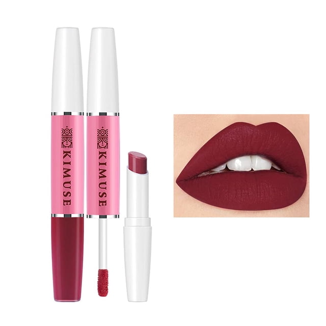 Brillant à Lèvres Mat 2 en 1, Gloss Longue Tenue Imperméable en Velours, Brillant à Lèvres Hautement Pigmenté, Ne Colle Pas au Verre et Ne Déteint Pas, Rouge à Lèvres Maquillage pour Femmes et Filles (Couleur:12)