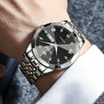 thumbnail image 5 of OLEVS Watches for men Diamond Business Dress Luxury Casual Analog Quartz Stainless Steel Waterproof Luminous Date Men Wrist Watches reloj para hombre Black Dial, 5 of 14