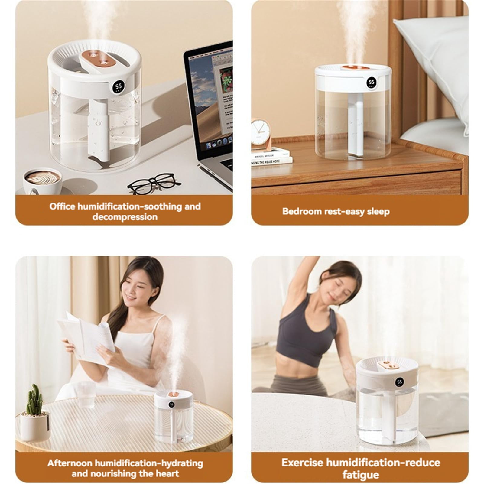 Dreamzy Humidifiers for Bedroom, Silent Large Capacity Desktop Humidifier Household, Dreamzy Humidifier with Night Light