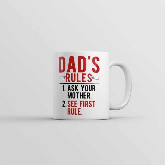 Dads Rules Mug Funny Fathers Day Graphic Novelty Coffee Cup