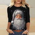 thumbnail image 6 of LiMoi Women's 3/4 Sleeve Holiday Santa Print Shirt Round Neck Breathable Top for Christmas Gatherings Tees Tshirts Blouse T-Shirt My Items, 6 of 6