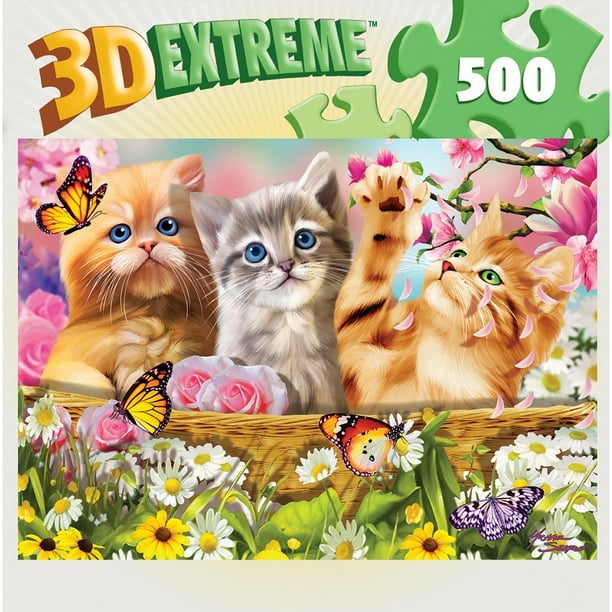 Masterpieces Puzzles, Hidden Image Glow Kittens 500 Piece Puzzle