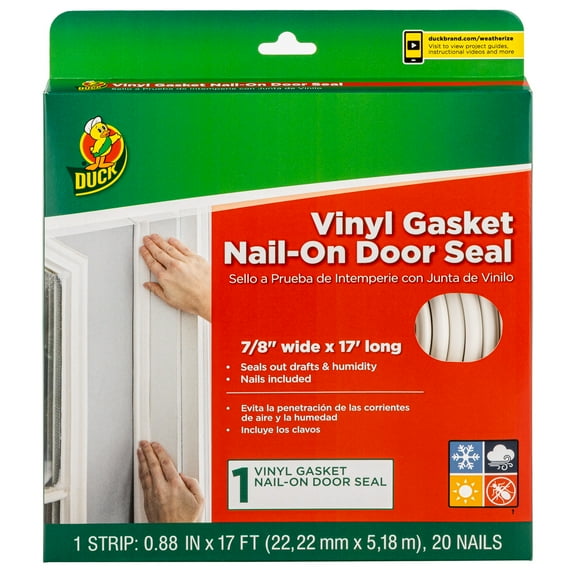 Duck Brand Vinyl .88 in. x 17 ft. Gasket Weatherstrip Seal for Doors White