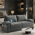 thumbnail image 3 of Renwick 2 Seater Velvet Sofa Couch with Pillow Top Arms & USB Charging Ports, Gray, 3 of 10